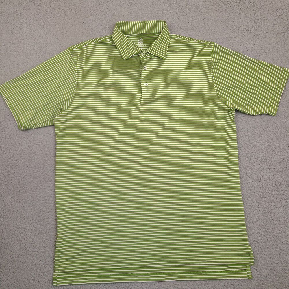 Turtleson Golf Polo Shirt Mens Large‎ Green Striped Tour Performance Comfort